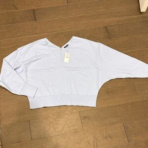 Express Soft Blue V-Neck Top